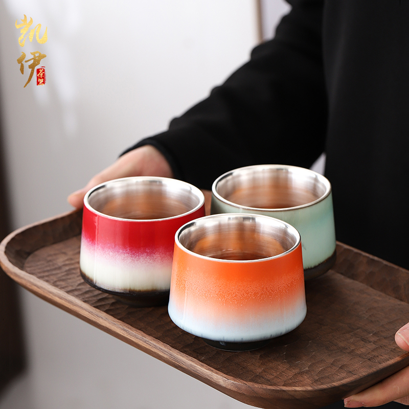 Up coppering. As 999 silver cup kung fu tea set sample tea cup individual household ceramics cup gradient master cup silver cup