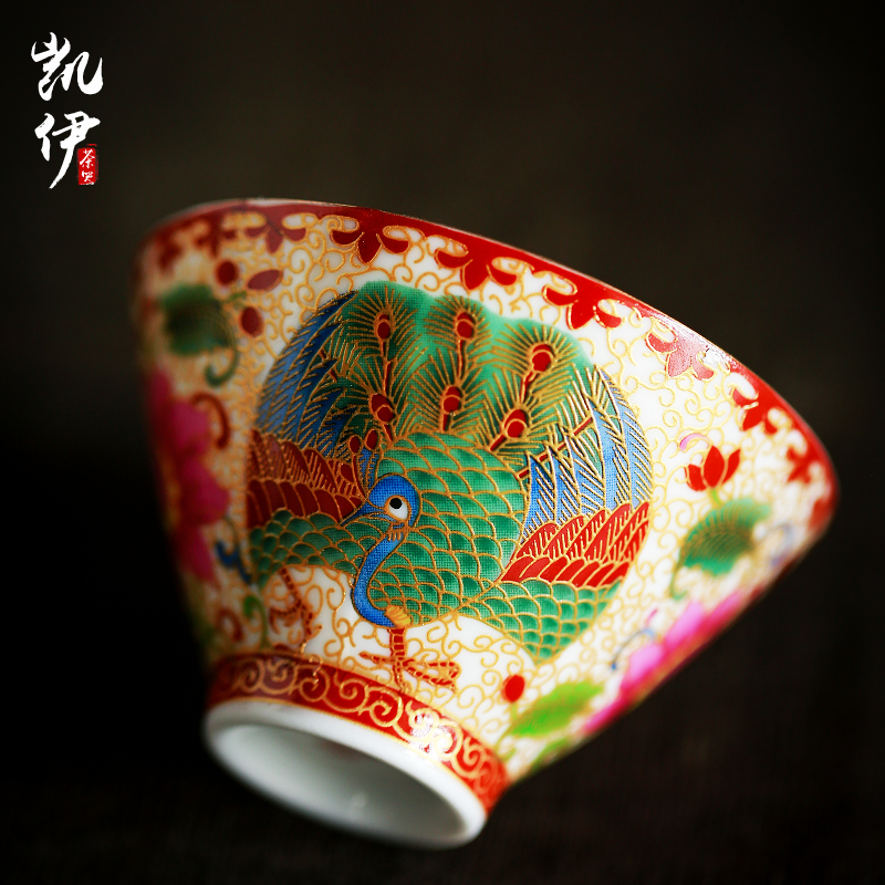 Wire inlay colored enamel porcelain kung fu tea cups golden sample tea cup tea cups personal master cup cup flower tea cups