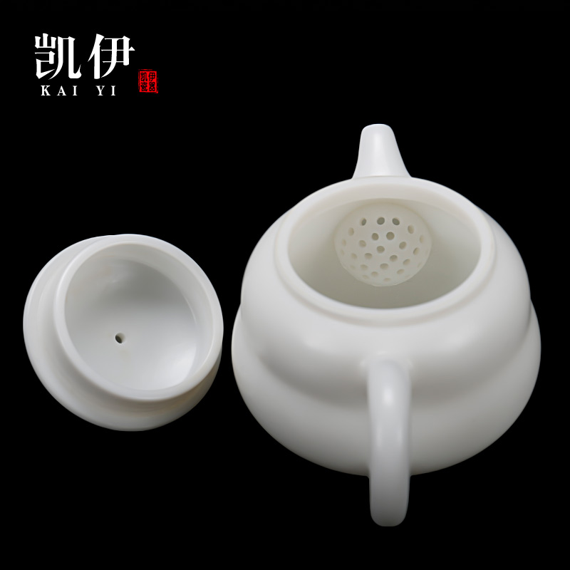 Kate white porcelain teapot kung fu tea set single pot teapot ivory white ceramic tea set dehua white porcelain