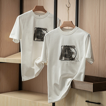 Take Korean Chaochew Sexes Lovers section 240G Combed Double Yarn Full Cotton Round Collar Relic Short Sleeve T-shirt