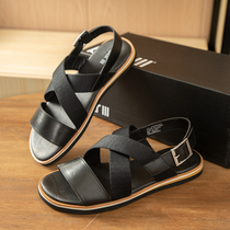 Walking Old Dan Mens Composite Non-slip Sole Leather Patchwork Casual Beach Sandals