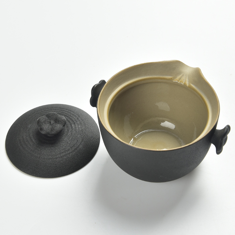 Black pottery home zen crack cup a pot of 2 cup travel office personal kung fu tea set tea cup