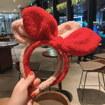 Autumn and winter plush cute super cute rabbit ears hair band female cute headband Net red face headdress hair card live headdress