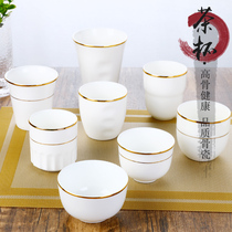 Hotel Bone China Porcelain Tea Cup No Handle Ceramic Tea Water Straight Barrel Straight Body White Mug Restaurant Hotel Jiang Midcup Custom