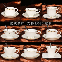 European bone china small luxury gold edge coffee cup saucer ceramic coffee appliance with spoon printing custom logo