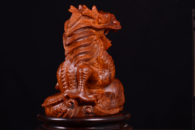 【寻古旗舰店】寻古黄花梨木雕十二生肖龙摆件红木雕刻工艺品家居饰品