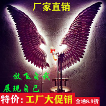 Industrial style barber shop bar beauty salon net red background wall decoration creative wall pendant iron wing wall hanging