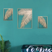 Nordic light luxury creative metal palm leaf fashion wall decoration bedroom sofa background wall iron wall decoration