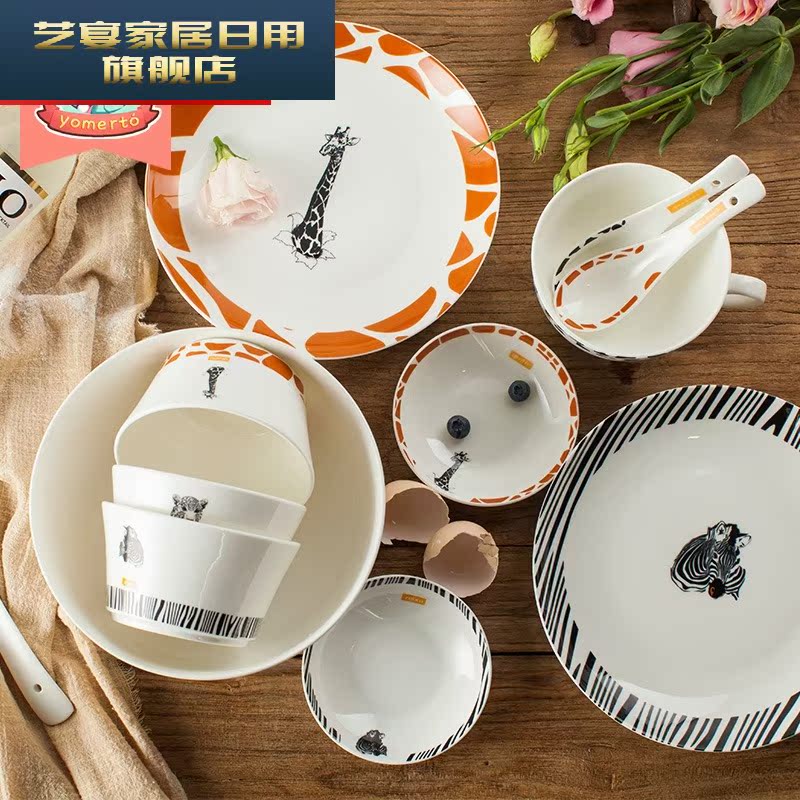 Creative cartoon ipads porcelain tableware suit bowl dish bowl jingdezhen contracted household dish dish combination ceramic plate