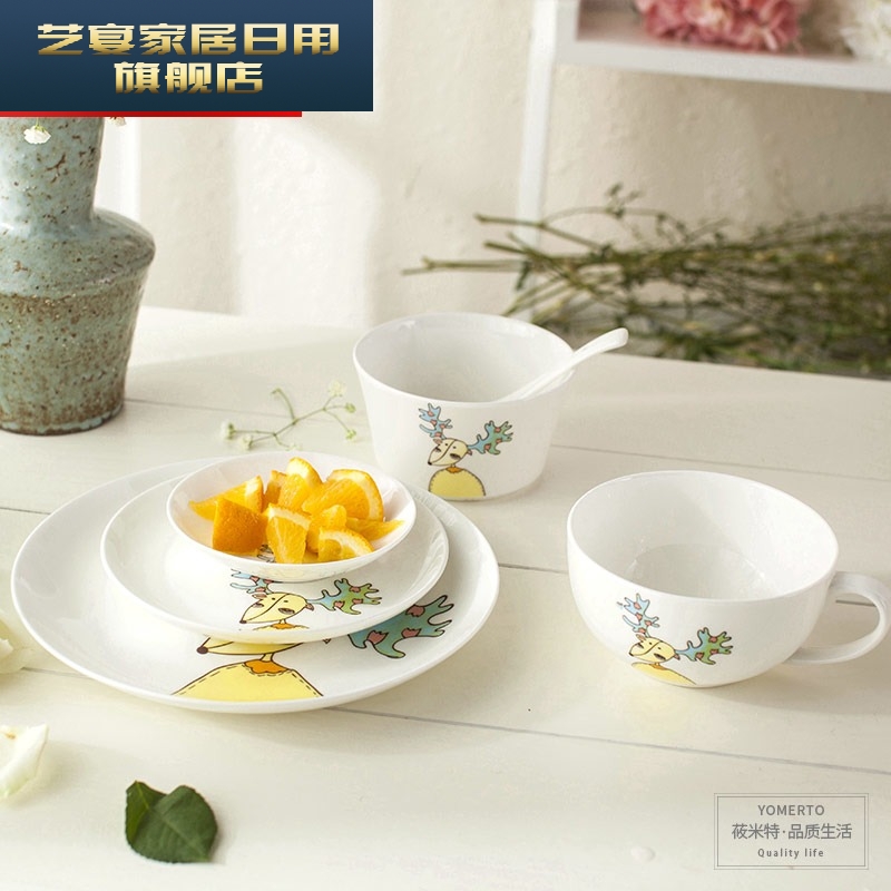 Cartoon cutlery set dishes with jingdezhen ceramic bowls of one food tableware ipads plate, lovely dish bowl