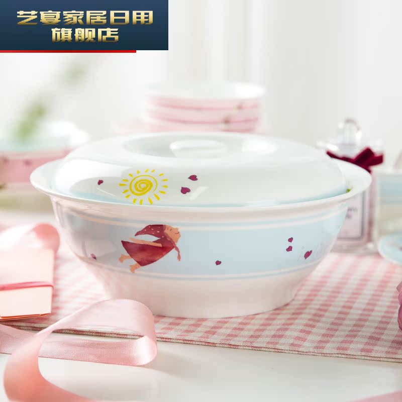 Dishes suit household sweet Dishes Chinese creative jingdezhen ceramic tableware, 4/6 people eating Korean dish bowl