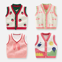Baby vest Girls foreign style cardigan Autumn sweater Boys sweater waistcoat Female baby vest spring and autumn outside wear