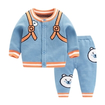 Baby sweater suit Baby autumn clothes Boys clothes Knitwear spring and autumn cardigan Girls jacket Infant line clothing