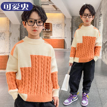 Boys sweater autumn winter 2021 New thick round neck pullover bottomed sweater childrens sweater tide