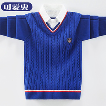 Boys sweater fake two pieces 2021 New Childrens Big Boy Sweater foreign style Korean version of lapel knitwear sweater