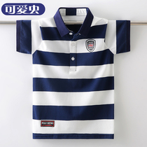 Childrens clothing boys lapel short-sleeved polo shirt 2021 new summer children contrast color striped T-shirt foreign style paul shirt