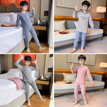 Childrens autumn clothes set cotton Spring and Autumn new cotton autumn and winter loose long sleeve pajamas boys thermal underwear set