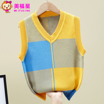 Childrens wool vest Boys spring and Autumn college style boys middle school children baby cotton sweater girls knitted vest