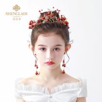 Children Crown Headwear Girl Garland floral headdress Jewelry Red Flower Princess Flower Children Birthday Performance Hair Hoop Hair Accessories