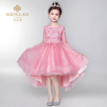 Flower girl dress girl childrens wedding dress girl 2021 New Princess dress wedding puffy gauze temperament host performance dress