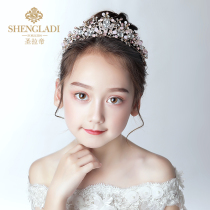 Childrens Crown Headwear Princess Girl Crown Crystal Hairband Pink Children Birthday Hair Card Children Performance Hair Decoration