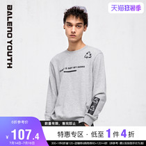 Benilu spring and autumn and winter sweater mens long-sleeved letter printing casual wild black crew neck trend top X