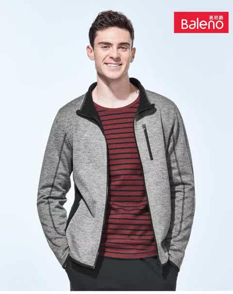 baleno/班尼路 时尚休闲立领布绒外套男 加绒保暖轻薄外套男_7折现价