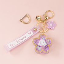 少女心樱花流沙钥匙扣挂件 创意个性汽车链锁匙圈环可爱包包挂饰