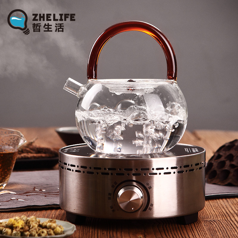 Thickening of the heat - resistant glass teapot set transparent household girder pot of high - temperature electric TaoLu flower pot to boil tea tea set