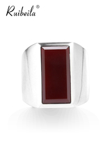 ruibeila simple red onyx lasagna ring s925 silver mens fashion temperament atmospheric gemstone index finger ring tide