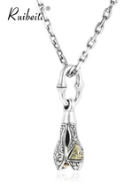 ruibeila vintage Gods Eye Bell Pendant 925 silver men and women can shake the hand bell necklace