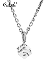 ruibeila creative poker dice pendant necklace mens and womens s925 silver niche design color sweater chain tide