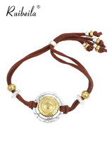 Ruibeila Gods Eye 12 constellation cowhide bracelet 925 silver vintage mens bracelet hands can be turned tide