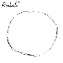ruibeila925 silver vintage simple long ring thick necklace hiphop street simple couple necklace Thai silver