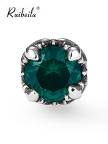 ruibeila vintage cross flower green gemstone stud stud earrings mens 925 silver niche hip hop earrings trend single piece