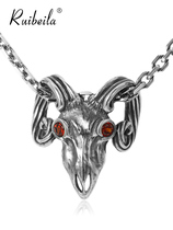 ruibeila925 silver vintage goat skull pendant necklace male Thai silver personality European and American trend punk necklace