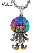 ruibeila color clown pendant necklace mens 925 silver fashion personality hip hop punk accessories trendy model
