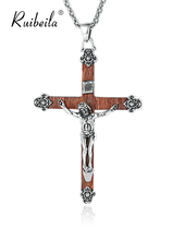 Clear goods Thai silver retro atmospheric cross necklace mens sandalwood sweater chain necklace falling tide man
