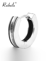 ruibeila vintage Thai silver 16mm round earrings s925 silver mens simple earrings new trend (single)