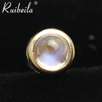 ruibeila Japanese and Korean fashion personality 18K gold Blue moonstone earrings for men and women simple temperament small round earrings