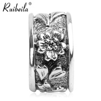 ruibeila925 Silver Vintage Punk Flower Petal Earrings Mens Personality Fashion Thai Silver Single Without Ear Cave