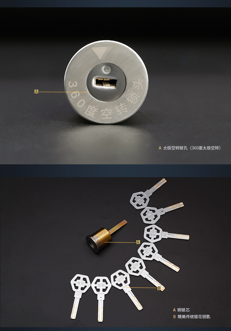 官方君辉经典超b级空转老式防盗门锁芯外锁头单头防暴防锡纸c级