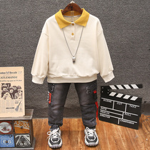 Childrens clothing boy turned over long sleeve T-shirt CUHK Tong Tong blouses 2022 Chunqiu New childrens clothing Han version of the headsets