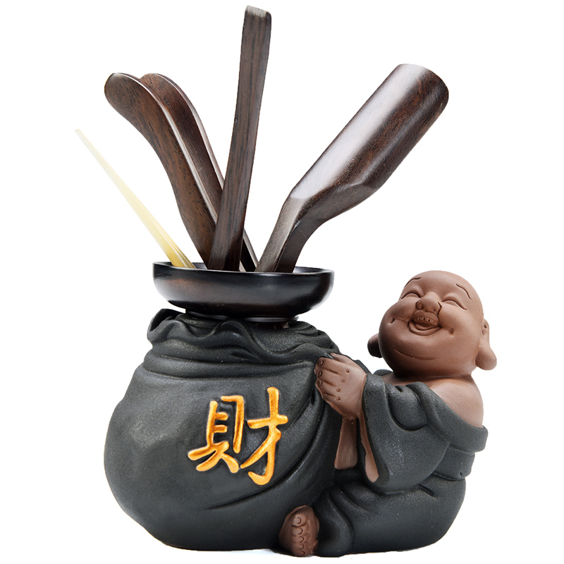 Having ebony black pottery tea six gentleman tea tea pet spare parts ChaGa tea tin wenge 6 gentleman