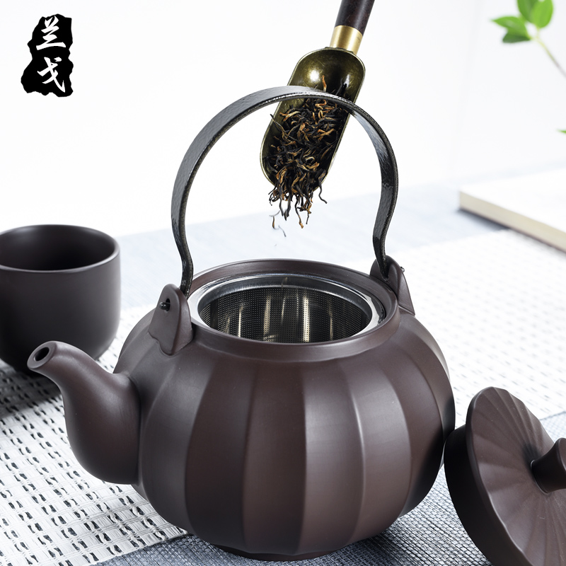 Having purple kung fu tea sets suit household ceramic cups accessories Japanese girder single pot pot of the teapot