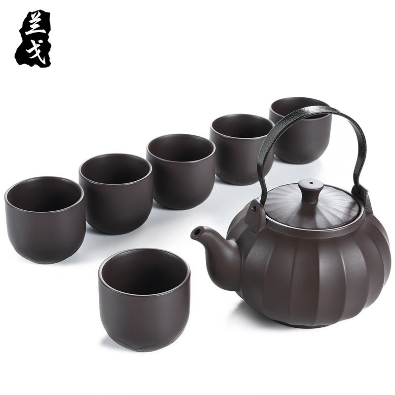 Having purple kung fu tea sets suit household ceramic cups accessories Japanese girder single pot pot of the teapot