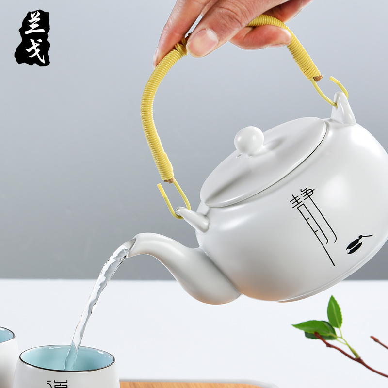 Having up porcelain kung fu tea set suits for large ceramic teapot inferior smooth girder pot of Japanese domestic cups