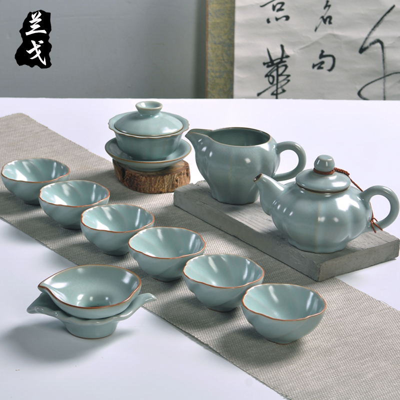 Having your up kung fu tea set suit household small set of ceramic teapot porcelain tureen open cup tea accessories