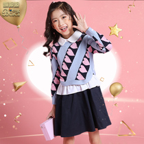 Girls dress autumn and winter tide anti-season special price for children clearance two-piece sweater skirt childrens foreign-quality princess dress