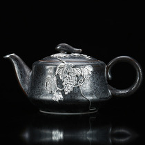 Decine Kiln Li A Stack Silver Spotted Tianmu Porcelain Teapot Filter Built Pure Silver Home Delivery Teapot